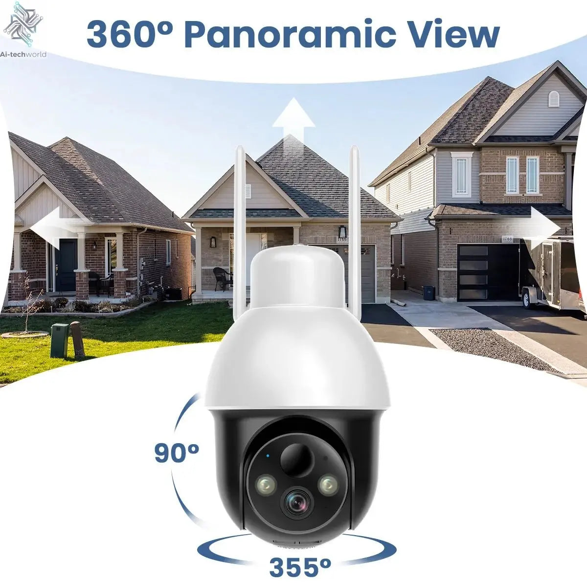 AOSU 3MP PTZ 4/8/12pcs Solar Camera 5000mAh Battery Wireless 2.4Ghz WIFI Camera PIR AI Detection 2 - Way Audio Outdoor CCTV Camera - Ai - TechWorld