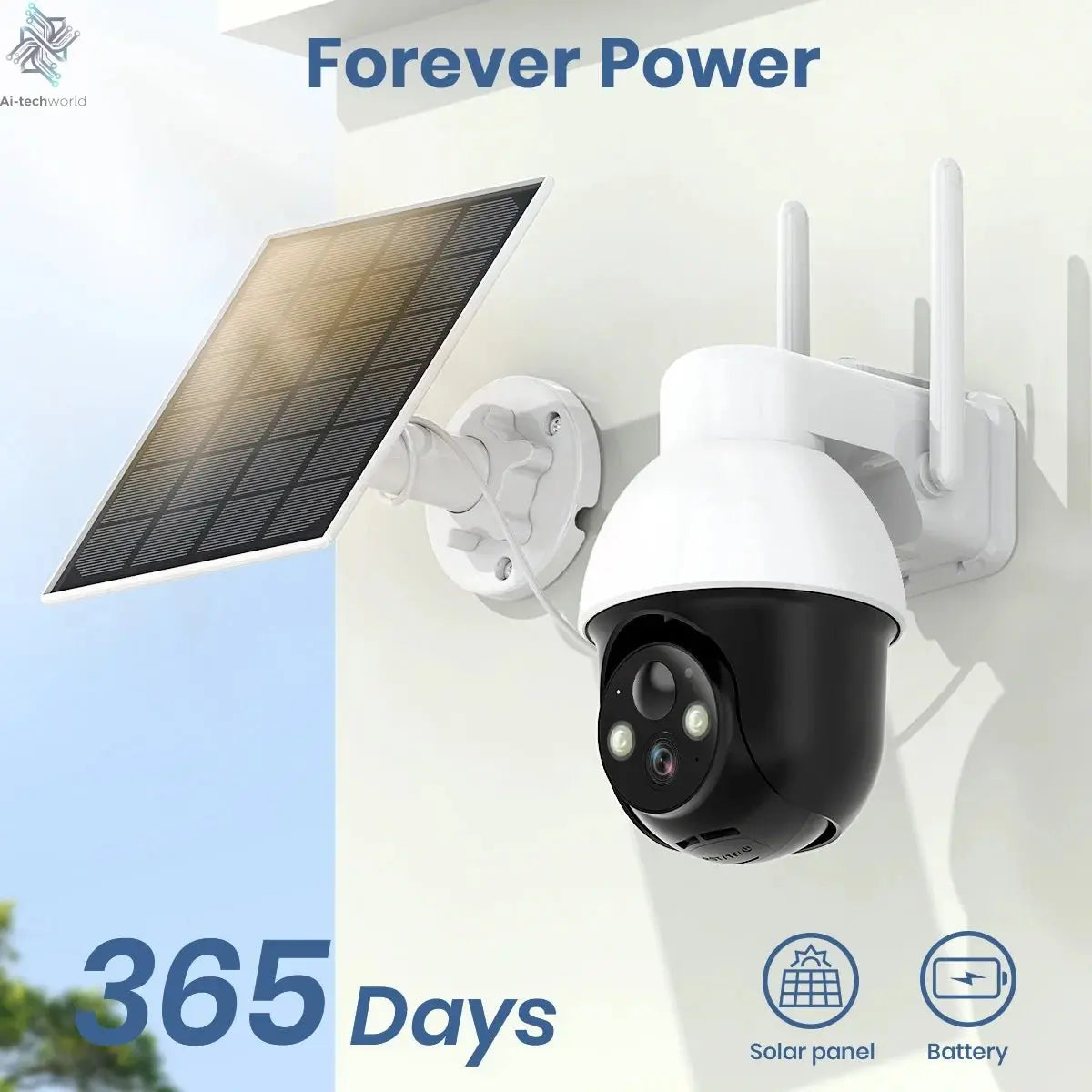 AOSU 3MP PTZ 4/8/12pcs Solar Camera 5000mAh Battery Wireless 2.4Ghz WIFI Camera PIR AI Detection 2 - Way Audio Outdoor CCTV Camera - Ai - TechWorld