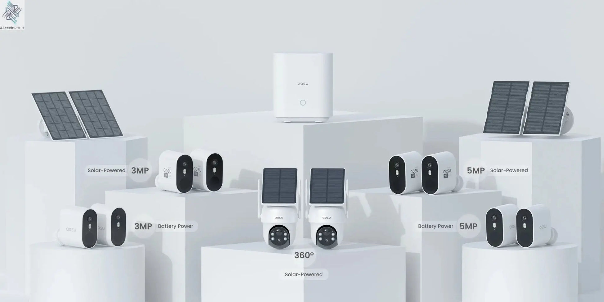 AOSU 3MP PTZ 4/8/12pcs Solar Camera 5000mAh Battery Wireless 2.4Ghz WIFI Camera PIR AI Detection 2 - Way Audio Outdoor CCTV Camera - Ai - TechWorld