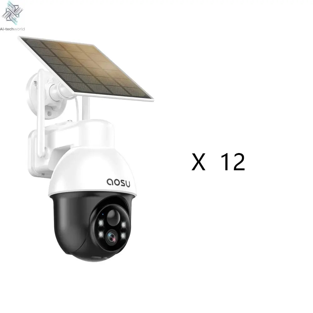 AOSU 3MP PTZ 4/8/12pcs Solar Camera 5000mAh Battery Wireless 2.4Ghz WIFI Camera PIR AI Detection 2 - Way Audio Outdoor CCTV Camera - Ai - TechWorld