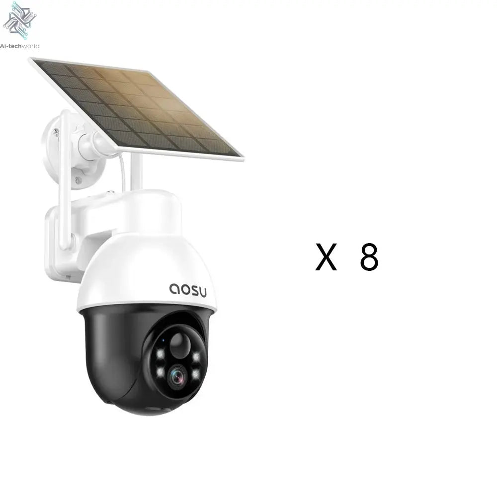 AOSU 3MP PTZ 4/8/12pcs Solar Camera 5000mAh Battery Wireless 2.4Ghz WIFI Camera PIR AI Detection 2 - Way Audio Outdoor CCTV Camera - Ai - TechWorld