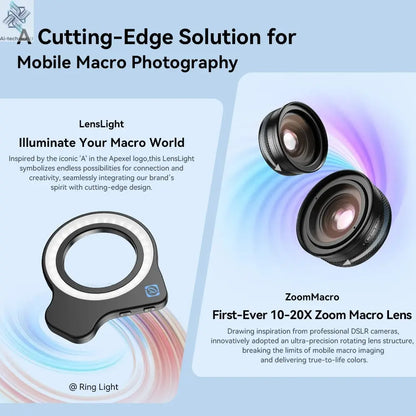 APEXEL 10-20X Zoom Macro Lens HD Micro Phone Camera Lenses with LED Fill Light for iPhone Samsung all Smartphones Eyelash Macro Ai-TechWorld 