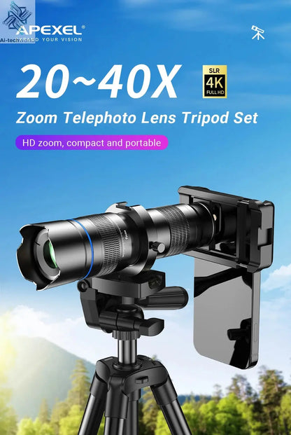 APEXEL HD Metal 20-40x Zoom Telescope Lens for Smartphones Ai-TechWorld 