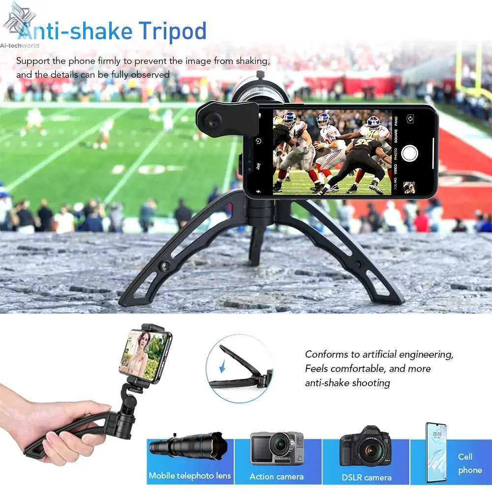 APEXEL Optional HD 20x-40x Zoom Telescope Telephoto Lens Camera Mobile Lens + Selfie Tripod for Samsung iPhone All Smartphones Ai-TechWorld 