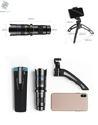 APEXEL Optional HD 20x-40x Zoom Telescope Telephoto Lens Camera Mobile Lens + Selfie Tripod for Samsung iPhone All Smartphones Ai-TechWorld 