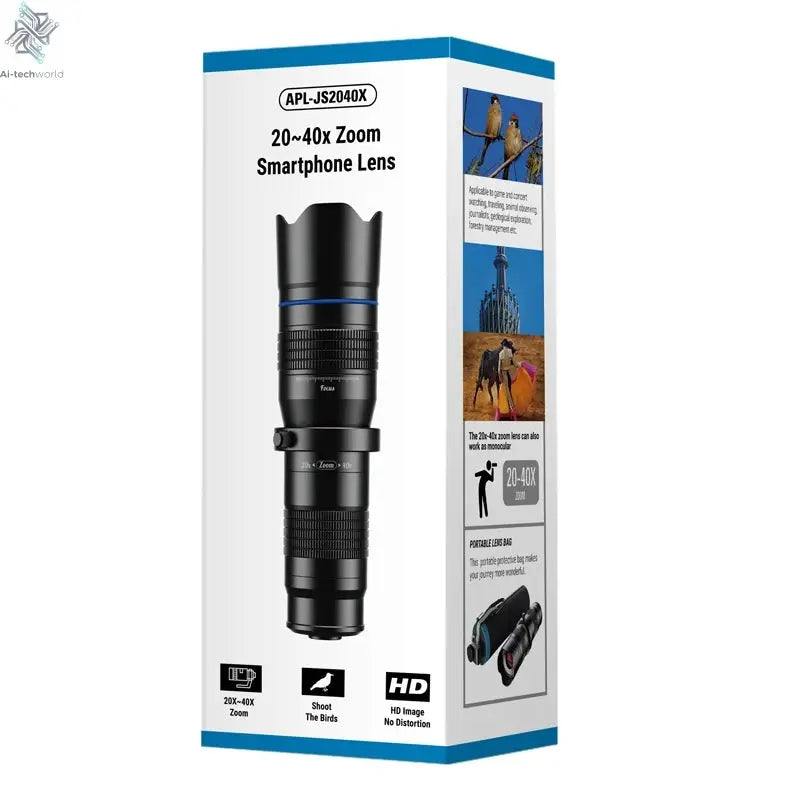 APEXEL Optional HD 20x-40x Zoom Telescope Telephoto Lens Camera Mobile Lens + Selfie Tripod for Samsung iPhone All Smartphones Ai-TechWorld 