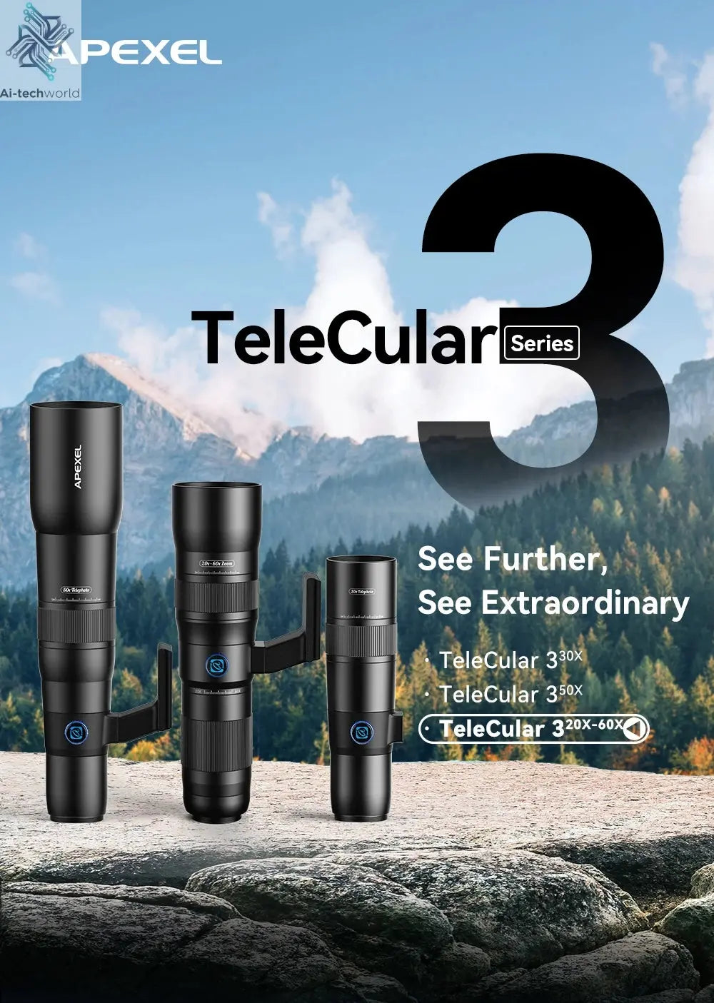 APEXEL Zoom Lens 20x-60x Telephoto Telescope Lenses Universal High Power Tele for Bird-watching Camping iPhone Android Phones Ai-TechWorld 