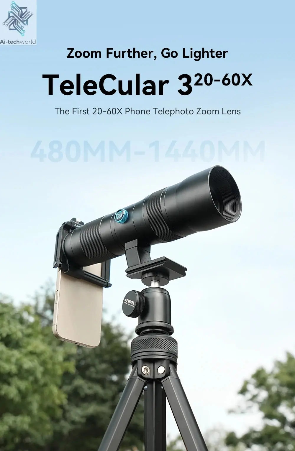 APEXEL Zoom Lens 20x-60x Telephoto Telescope Lenses Universal High Power Tele for Bird-watching Camping iPhone Android Phones Ai-TechWorld 