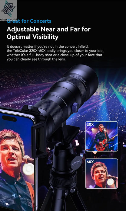 APEXEL Zoom Lens 20x-60x Telephoto Telescope Lenses Universal High Power Tele for Bird-watching Camping iPhone Android Phones Ai-TechWorld 