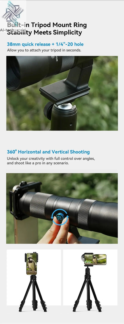 APEXEL Zoom Lens 20x-60x Telephoto Telescope Lenses Universal High Power Tele for Bird-watching Camping iPhone Android Phones Ai-TechWorld 