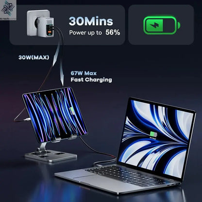 ASOMETECH 100W GaN Charger QC4.0 PD 67W 65W PPS Display Ai-TechWorld 