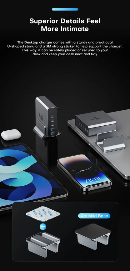 ASOMETECH 140W GaN USB Type C Fast Charger Multiple Ports QC4.0 PD Quick Charger For Macbook Laptop Tablet iPhone 14 Samsung S23 Ai-TechWorld 