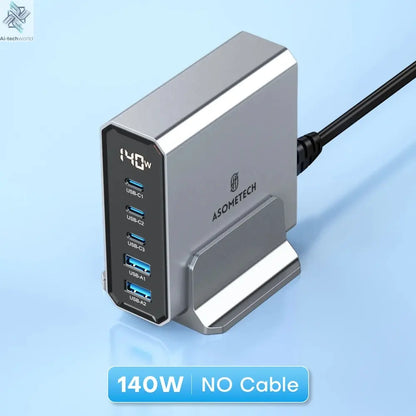 ASOMETECH 140W GaN USB Type C Fast Charger Multiple Ports QC4.0 PD Quick Charger For Macbook Laptop Tablet iPhone 14 Samsung S23 Ai-TechWorld 