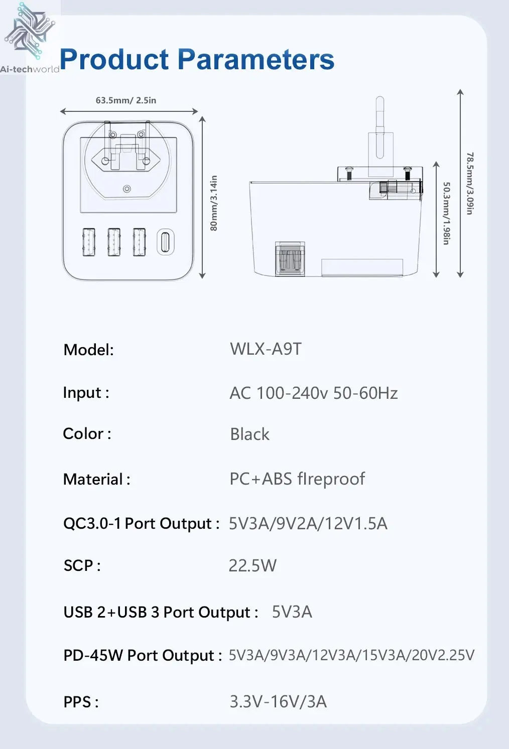 ASOMETECH 72W GaN USB Charger 4 Port With LED Display Ai-TechWorld 
