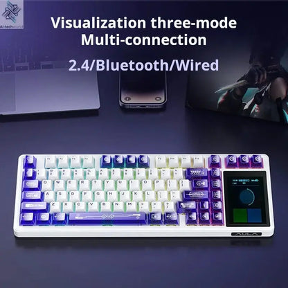 AULA L99 Intelligent Screen Mechanical Keyboard Bluetooth Wireless Tri-mode Night Gaming Laptop Keyboard 8000mAh Raindrop Switch Ai-TechWorld 
