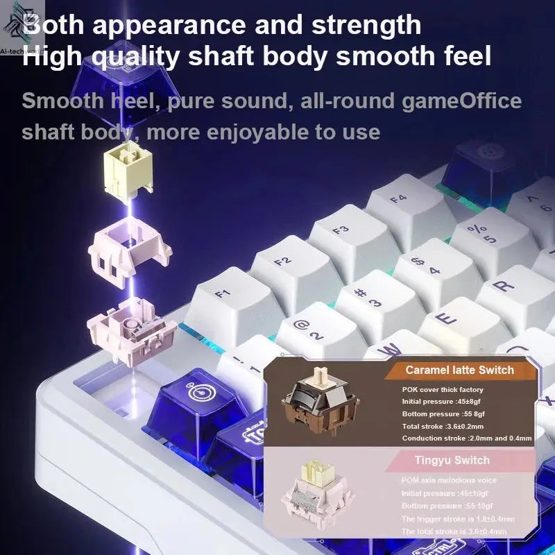 AULA L99 Intelligent Screen Mechanical Keyboard Bluetooth Wireless Tri-mode Night Gaming Laptop Keyboard 8000mAh Raindrop Switch Ai-TechWorld 