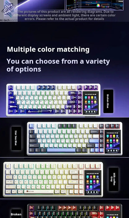 AULA L99 Intelligent Screen Mechanical Keyboard Bluetooth Wireless Tri-mode Night Gaming Laptop Keyboard 8000mAh Raindrop Switch Ai-TechWorld 