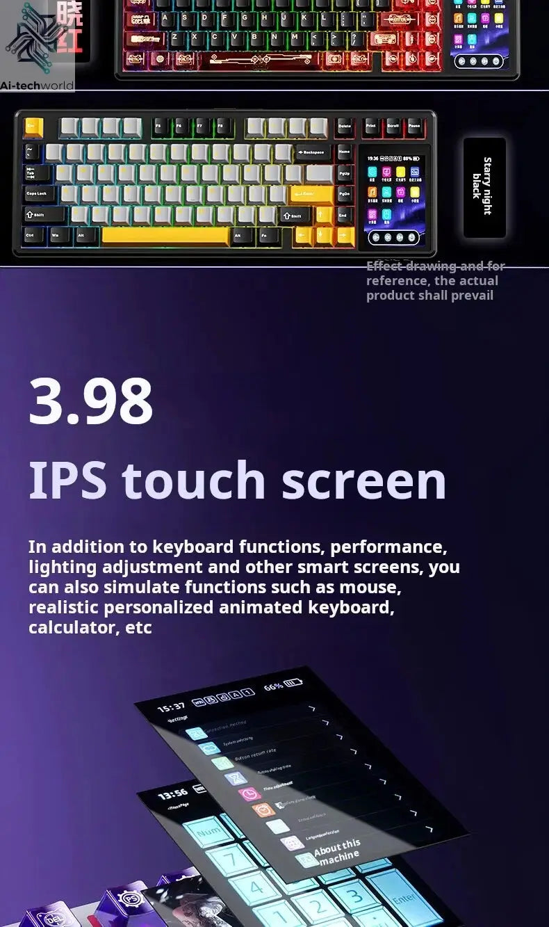 AULA L99 Intelligent Screen Mechanical Keyboard Bluetooth Wireless Tri-mode Night Gaming Laptop Keyboard 8000mAh Raindrop Switch Ai-TechWorld 