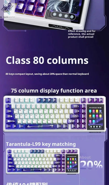 AULA L99 Intelligent Screen Mechanical Keyboard Bluetooth Wireless Tri-mode Night Gaming Laptop Keyboard 8000mAh Raindrop Switch Ai-TechWorld 