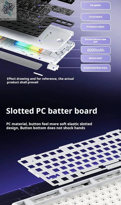 AULA L99 Intelligent Screen Mechanical Keyboard Bluetooth Wireless Tri-mode Night Gaming Laptop Keyboard 8000mAh Raindrop Switch Ai-TechWorld 