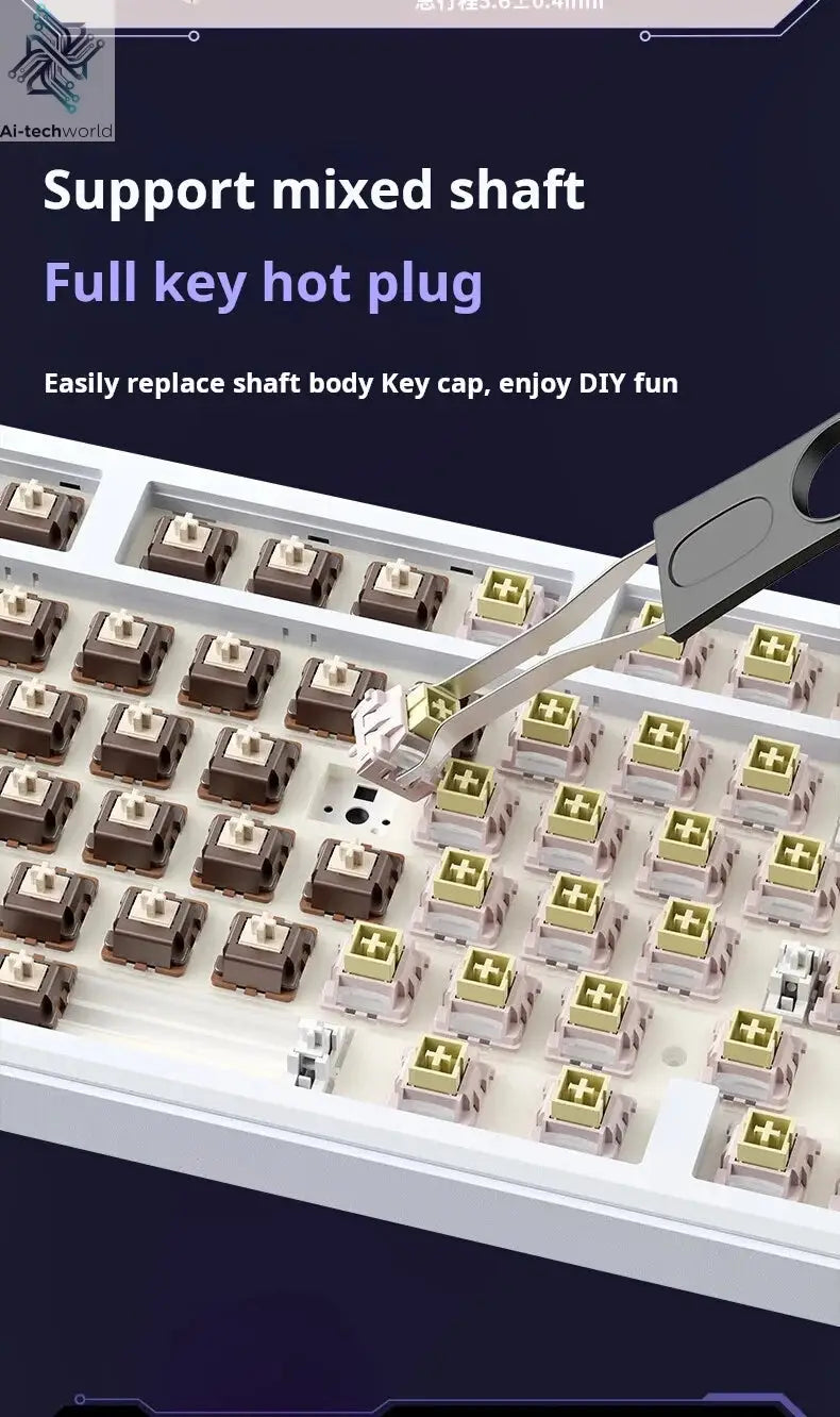 AULA L99 Intelligent Screen Mechanical Keyboard Bluetooth Wireless Tri-mode Night Gaming Laptop Keyboard 8000mAh Raindrop Switch Ai-TechWorld 