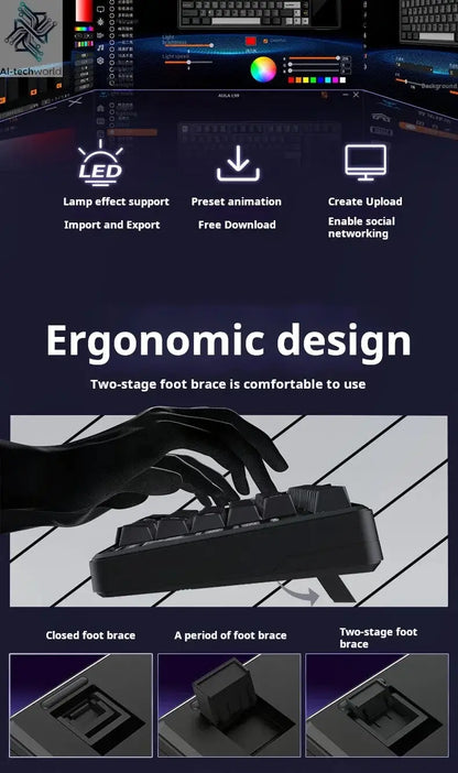 AULA L99 Intelligent Screen Mechanical Keyboard Bluetooth Wireless Tri-mode Night Gaming Laptop Keyboard 8000mAh Raindrop Switch Ai-TechWorld 