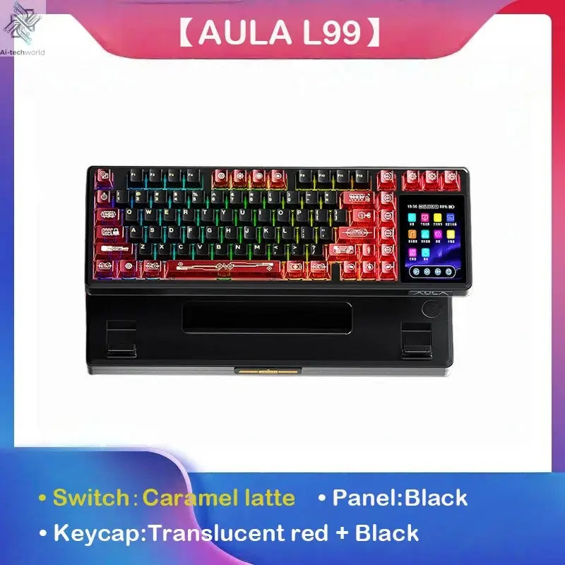 AULA L99 Intelligent Screen Mechanical Keyboard Bluetooth Wireless Tri-mode Night Gaming Laptop Keyboard 8000mAh Raindrop Switch Ai-TechWorld 