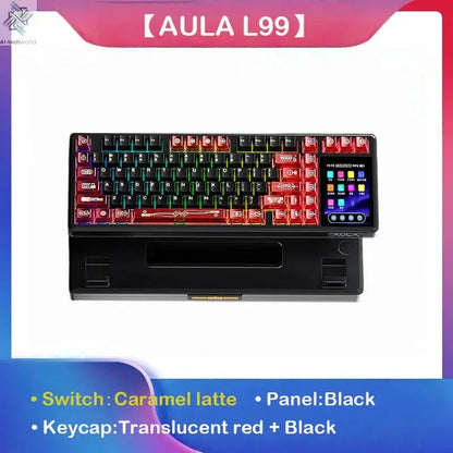 AULA L99 Intelligent Screen Mechanical Keyboard Bluetooth Wireless Tri-mode Night Gaming Laptop Keyboard 8000mAh Raindrop Switch Ai-TechWorld 