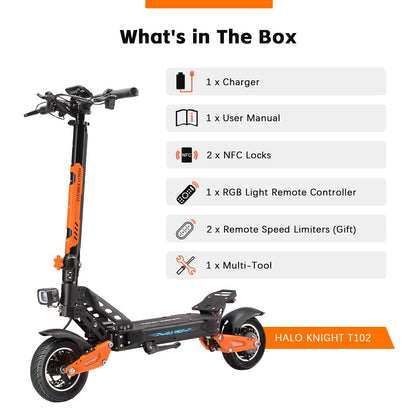 HALO KNIGHT T102 Electric Scooter Foldable 1200W 50KM/H Electric Scooters Cheap 52V 21AH E Scooter 10Inch Escooter for Adults Ai-TechWorld 