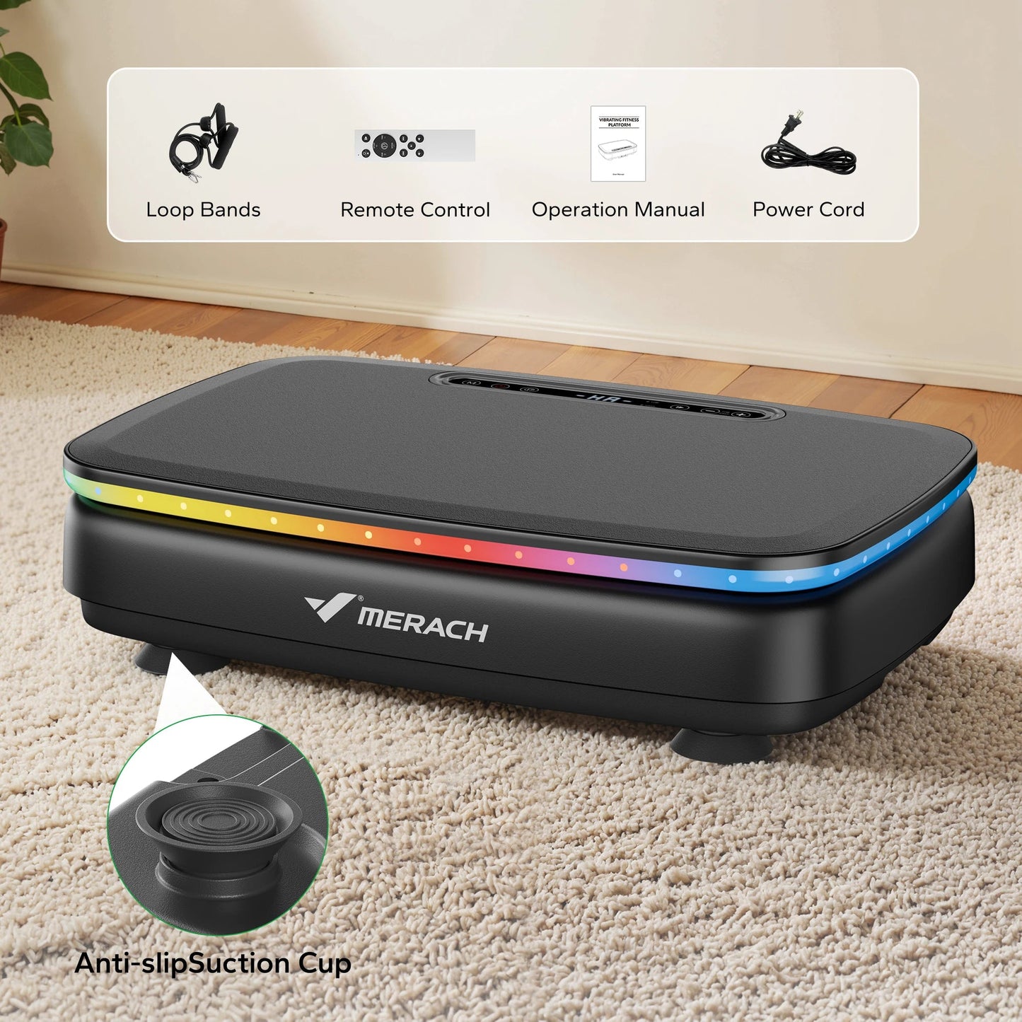 MERACH Vibration Plate Exercise Machine with Light Whole Body Workout Power Vibrate Platform Vibration Plate Lymphatic Drainage Ai-TechWorld 