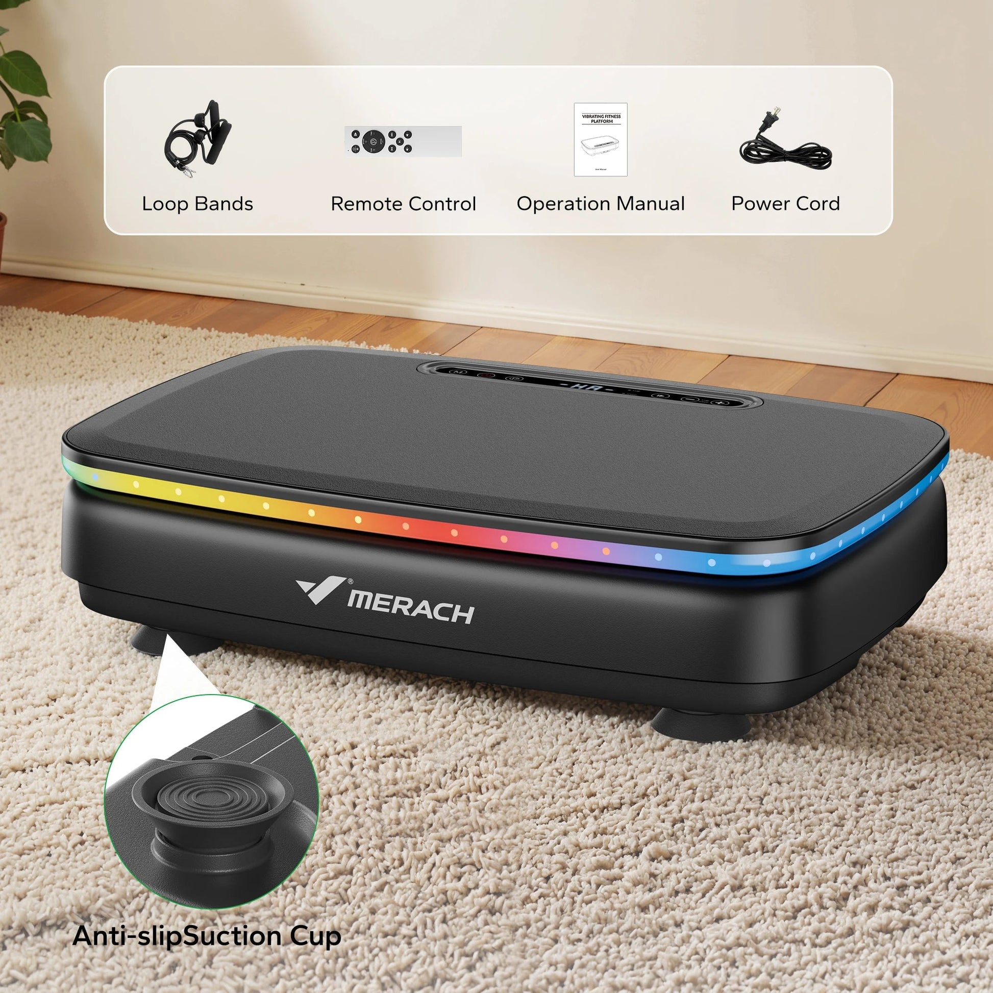 MERACH Vibration Plate Exercise Machine with Light Whole Body Workout Power Vibrate Platform Vibration Plate Lymphatic Drainage Ai-TechWorld 