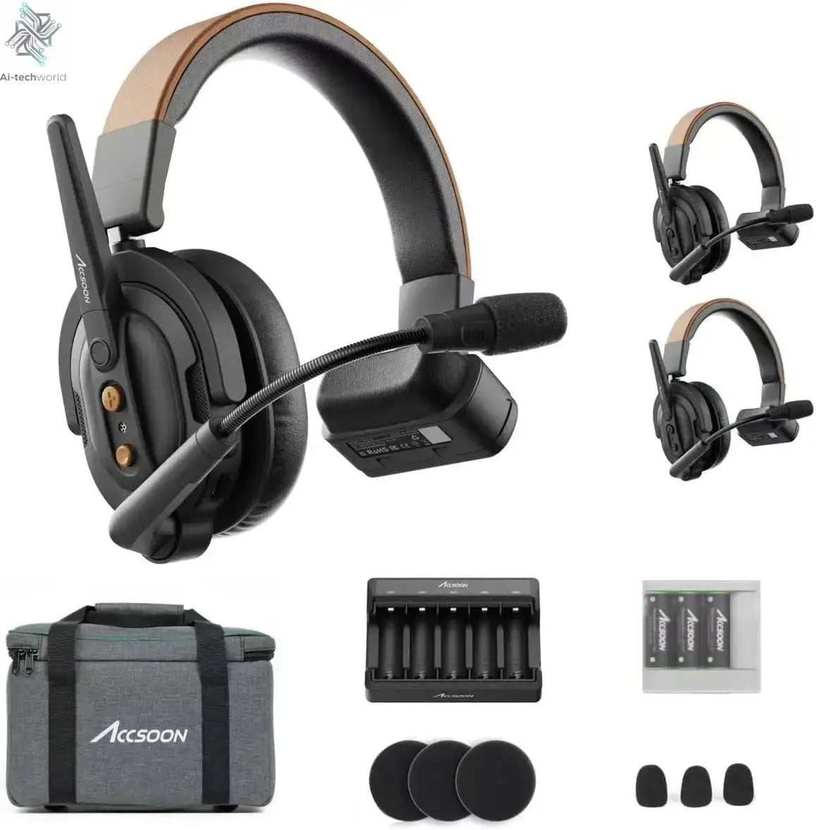 Accsoon Como SE Wireless Headset Intercom System 5-Person Full Duplex 1312ft Team Communication Group Talk, 30+Hour Battery Life Ai-TechWorld 