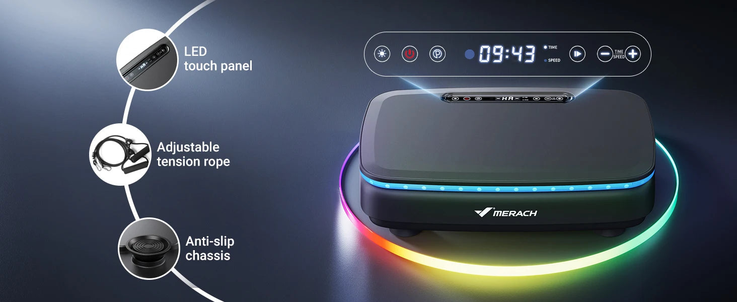 MERACH Vibration Plate Exercise Machine with Light Whole Body Workout Power Vibrate Platform Vibration Plate Lymphatic Drainage Ai-TechWorld 