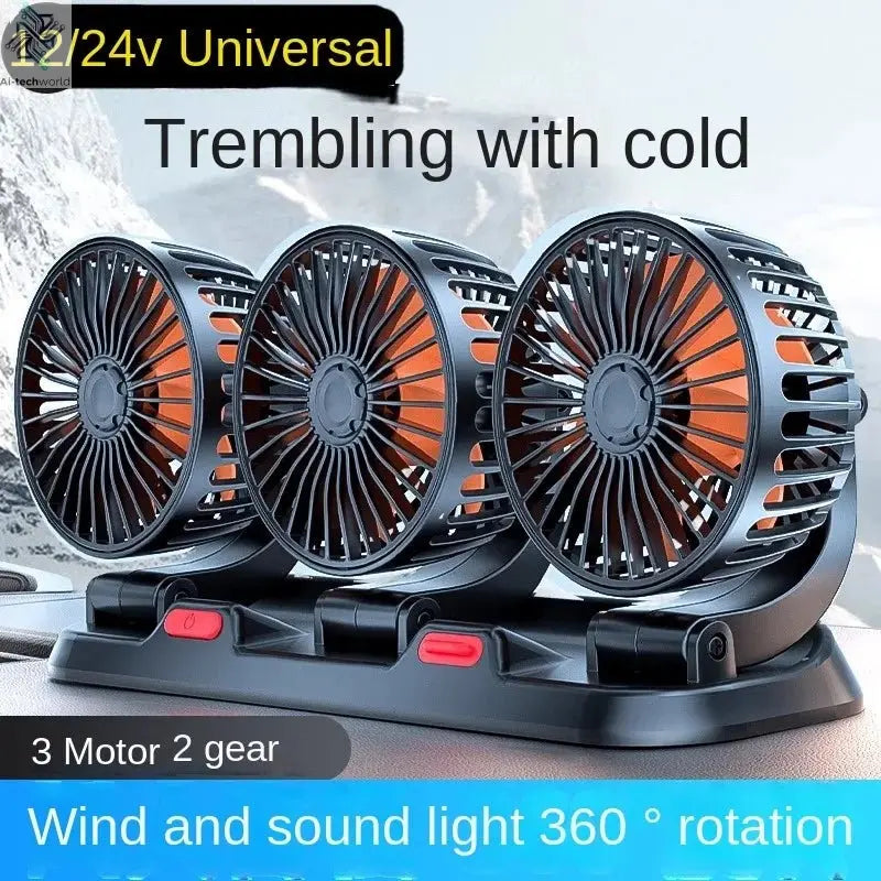 Adjustable 3 Head Car Fan USB/12V/24V Automotive Electric Fan Ai-TechWorld