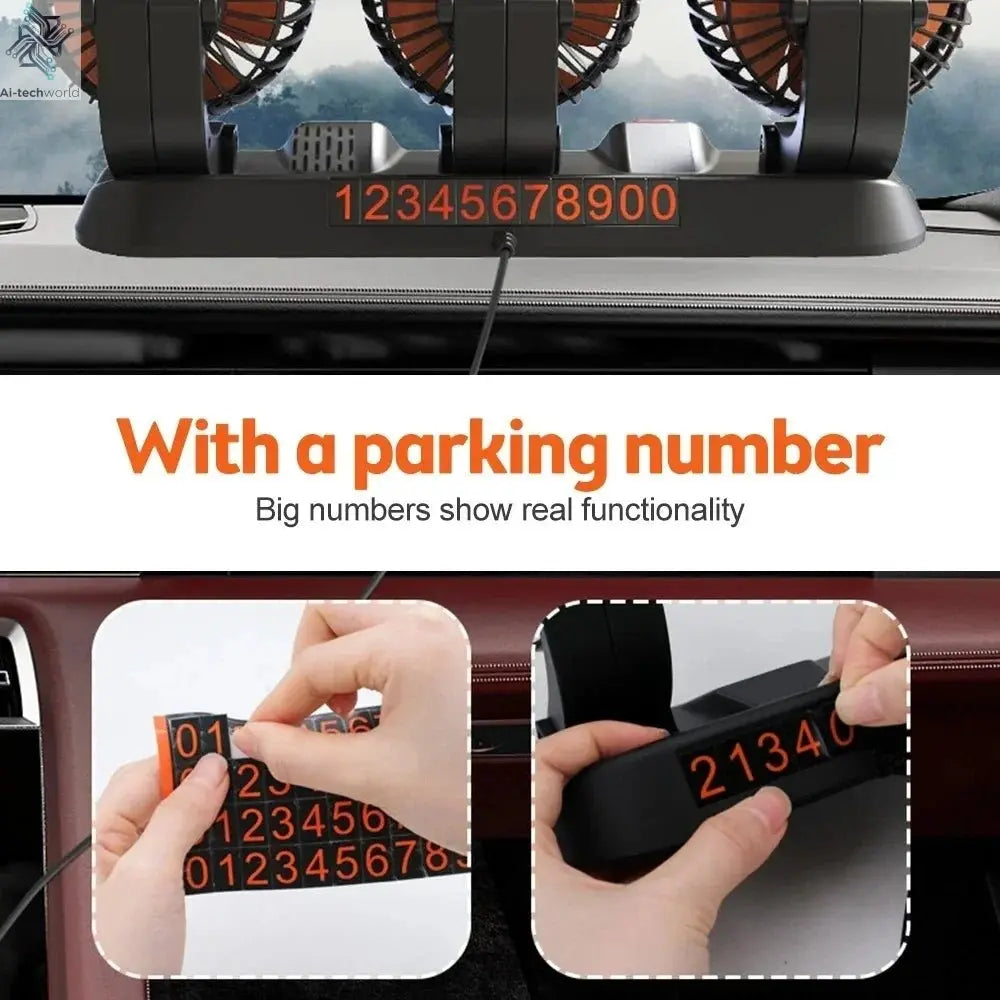 Adjustable 3 Head Car Fan USB/12V/24V Automotive Electric Fan Ai-TechWorld
