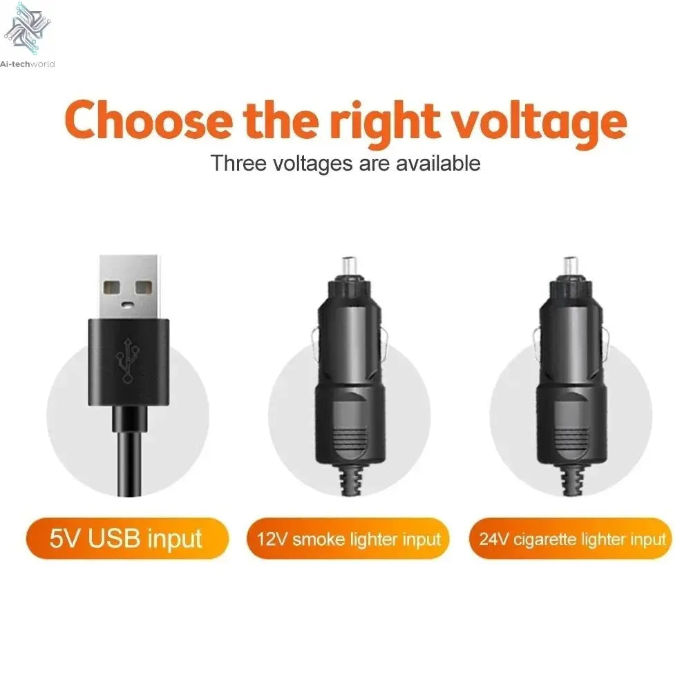 Adjustable 3 Head Car Fan USB/12V/24V Automotive Electric Fan Ai-TechWorld