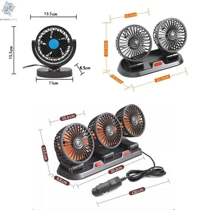 Adjustable 3 Head Car Fan USB/12V/24V Automotive Electric Fan Ai-TechWorld