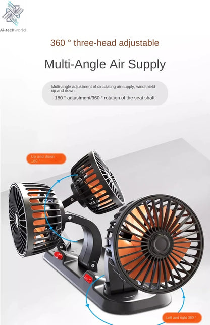 Adjustable 3 Head Car Fan USB/12V/24V Automotive Electric Fan Ai-TechWorld