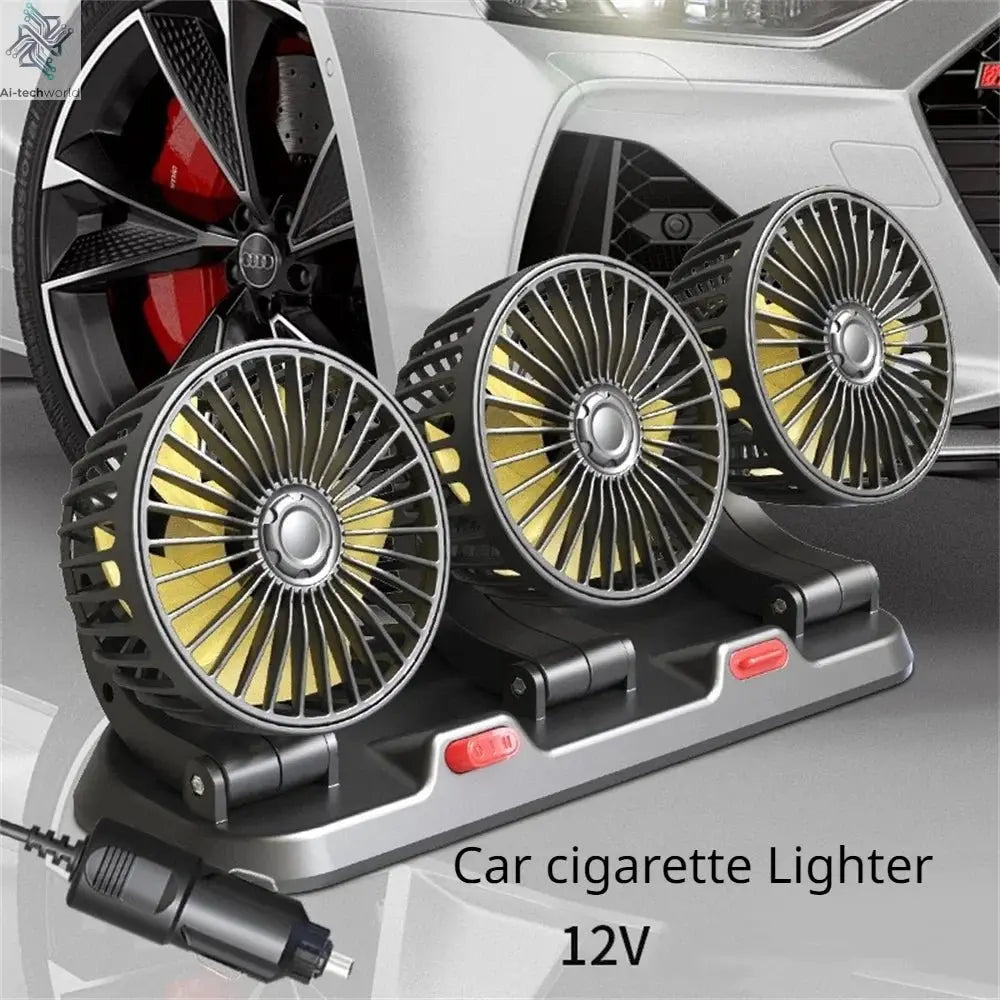 Adjustable 3 Head Car Fan USB/12V/24V Automotive Electric Fan Ai-TechWorld