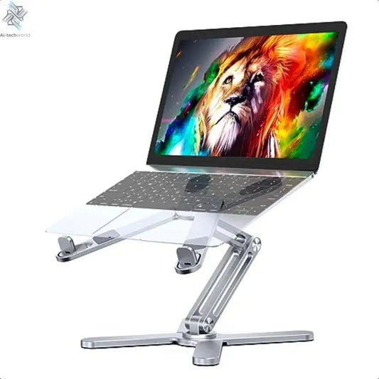 Adjustable Laptop Stand with 360° Rotating Base – Foldable Aluminum Riser for Desk - Ai - TechWorld