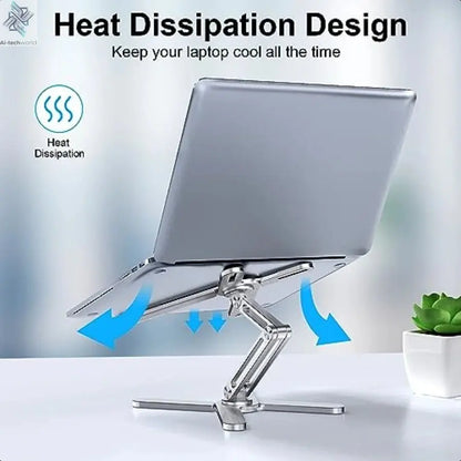 Adjustable Laptop Stand with 360° Rotating Base – Foldable Aluminum Riser for Desk - Ai - TechWorld