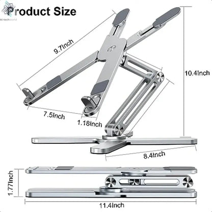 Adjustable Laptop Stand with 360° Rotating Base – Foldable Aluminum Riser for Desk - Ai - TechWorld