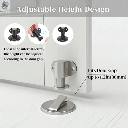 Adjustable Stainless Steel Door Stop Punch-free Strong Magnetic Anti-collision Door Stopper Invisible Bathroom Floor Door Stop Ai-TechWorld 