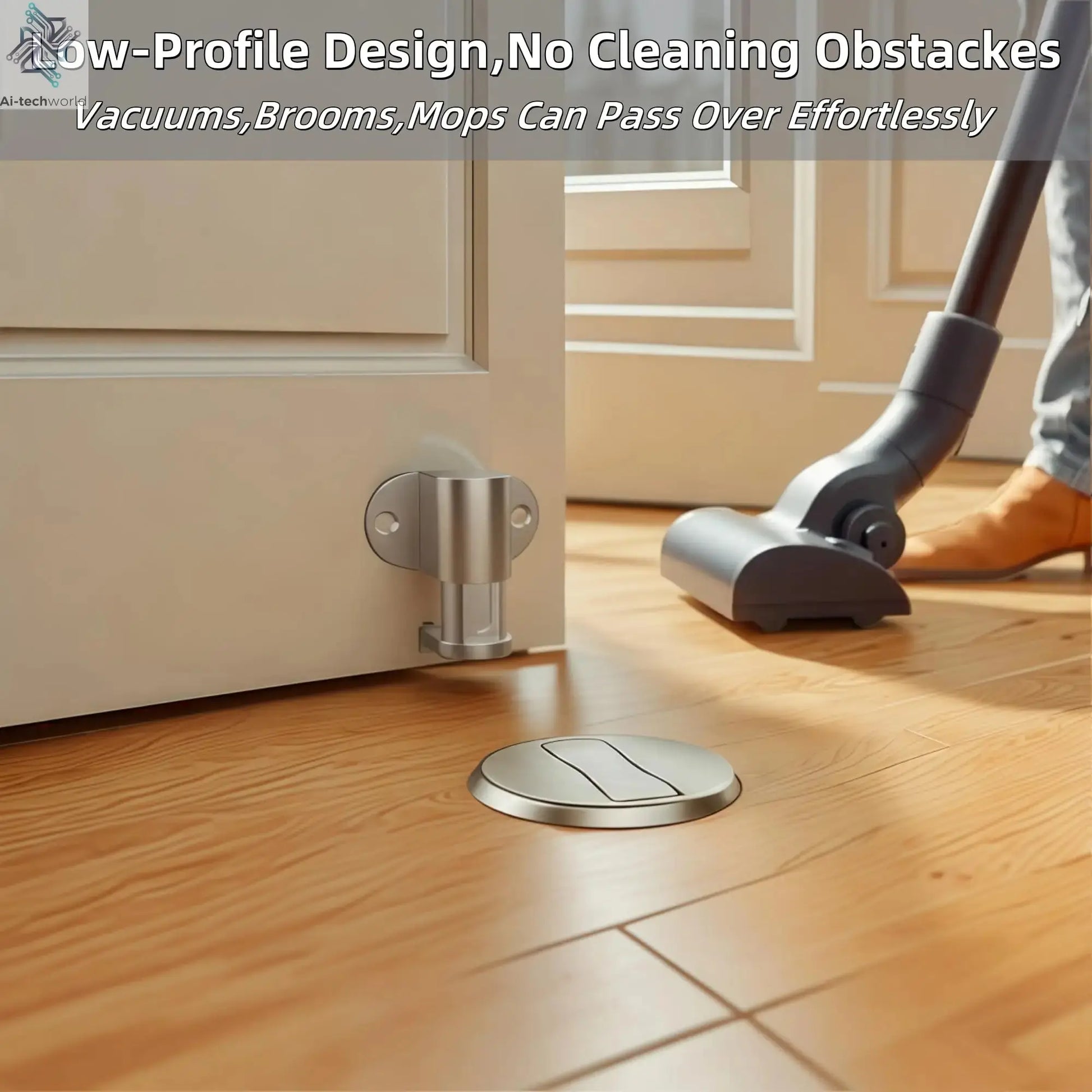 Adjustable Stainless Steel Door Stop Punch-free Strong Magnetic Anti-collision Door Stopper Invisible Bathroom Floor Door Stop Ai-TechWorld 