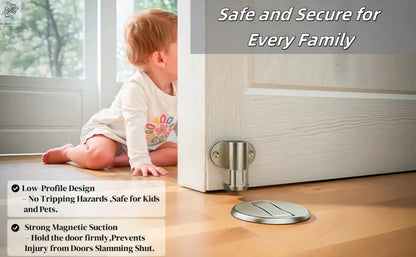 Adjustable Stainless Steel Door Stop Punch-free Strong Magnetic Anti-collision Door Stopper Invisible Bathroom Floor Door Stop Ai-TechWorld 