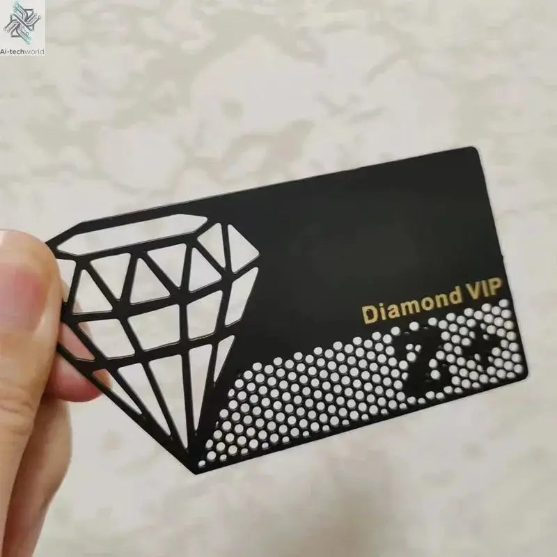 Affordable Personalized Brand Logo and Information Laser Engraving 0.8mm Matte Black Electroplated NFC Metal Business Cards Ai-TechWorld 