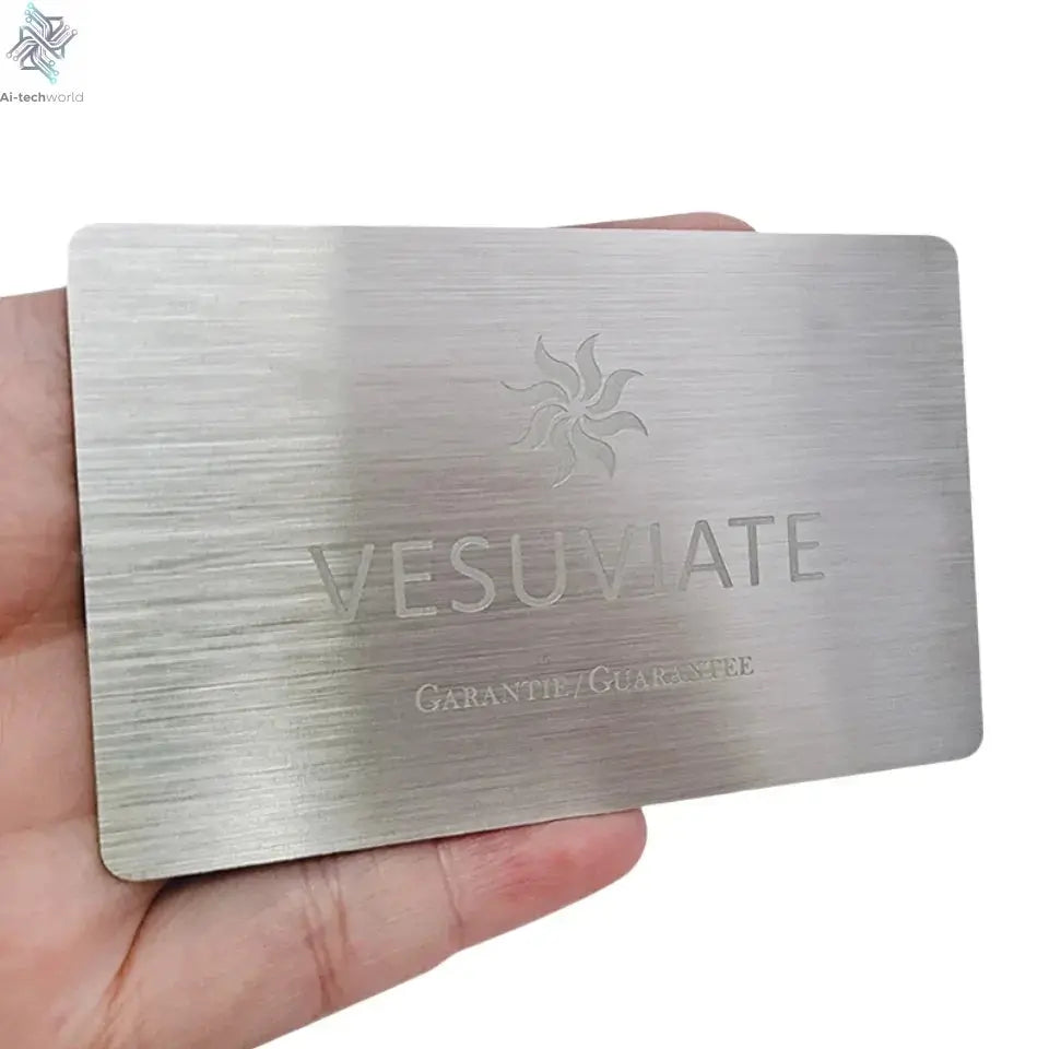 Affordable Personalized Brand Logo and Information Laser Engraving 0.8mm Matte Black Electroplated NFC Metal Business Cards Ai-TechWorld 