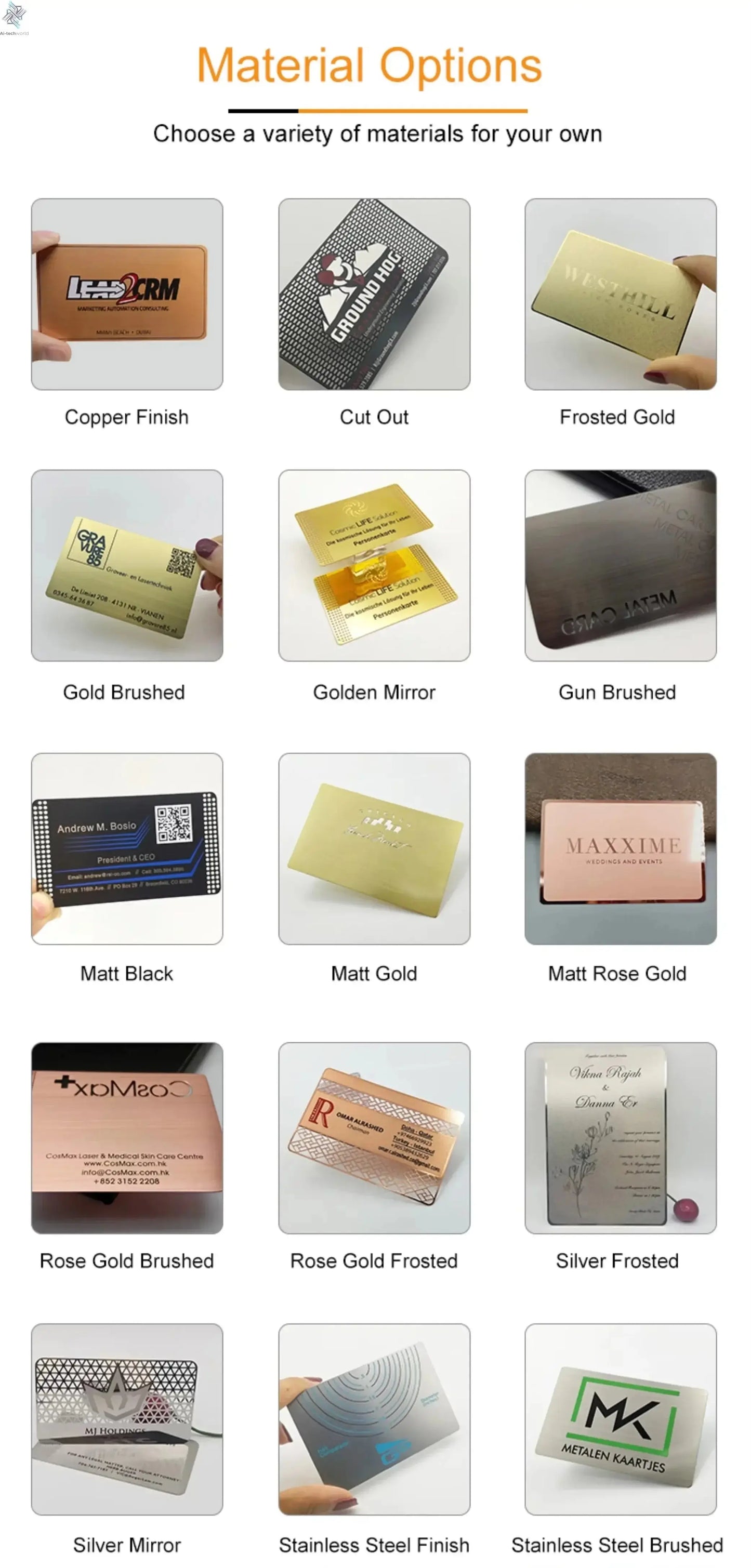 Affordable Personalized Brand Logo and Information Laser Engraving 0.8mm Matte Black Electroplated NFC Metal Business Cards Ai-TechWorld 