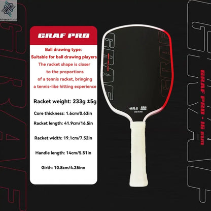 Agassi Pro IV 16mm Pickleball Paddle GEN 4 TFP Foam Core T700 Carbon Fiber Pickleball Rackets Increases Spin & Control Ai-TechWorld 