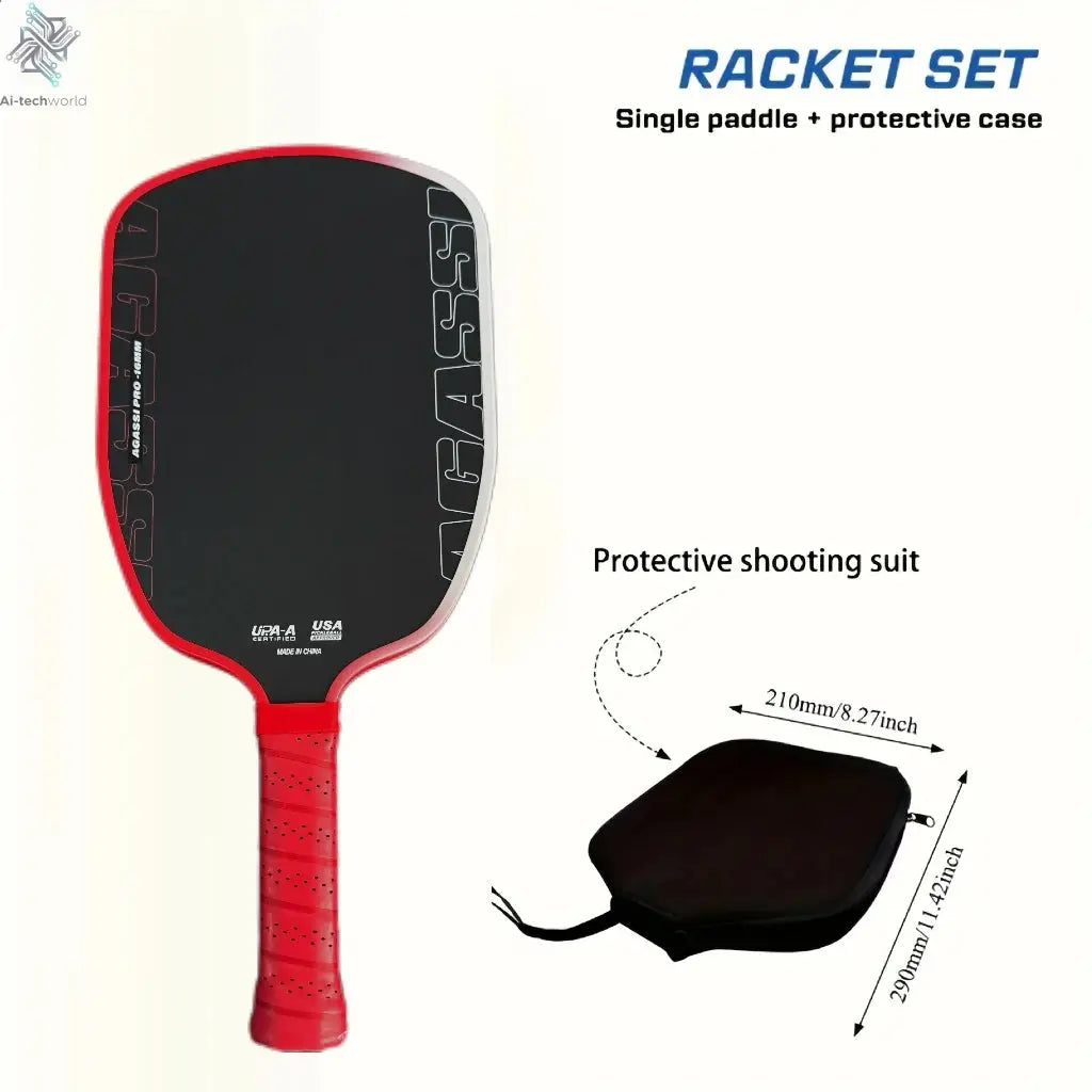 Agassi Pro IV 16mm Pickleball Paddle GEN 4 TFP Foam Core T700 Carbon Fiber Pickleball Rackets Increases Spin & Control Ai-TechWorld 